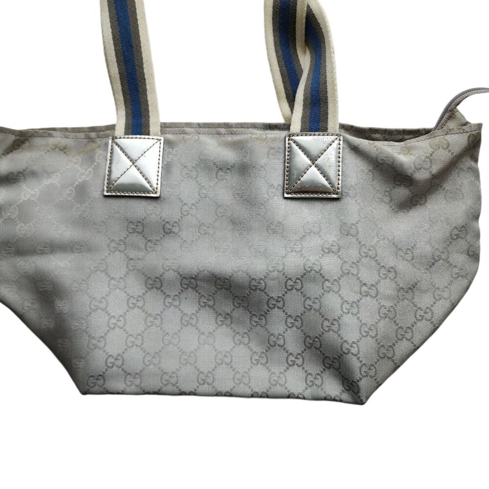 Vintage GUCCI Sherry Line Bag GG Web Silver Embroidered - Picture 12 of 12